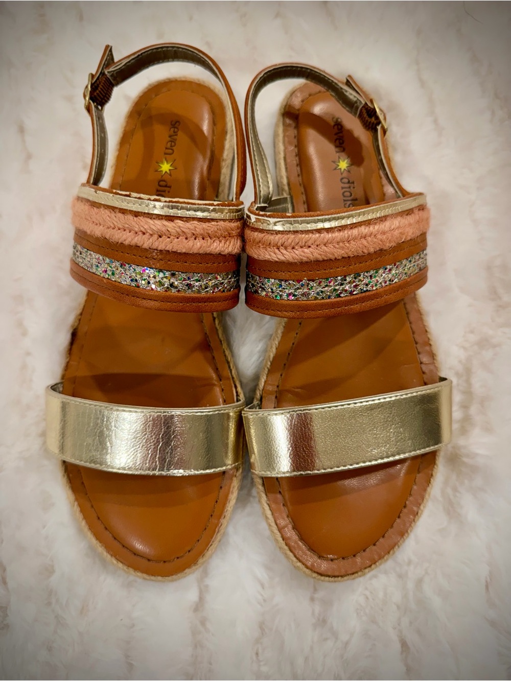 Seven Dials Metallic Gold and Peach Strappy Women’s Sandals